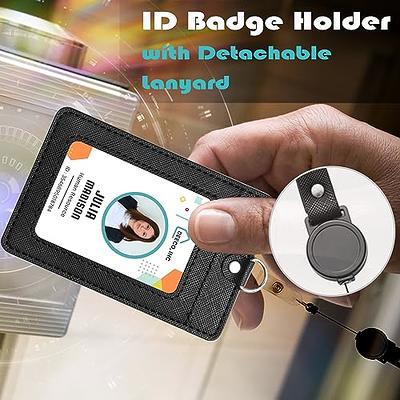 Teskyer Badge Holder with Side Zip Pocket, Multiple Card Slots