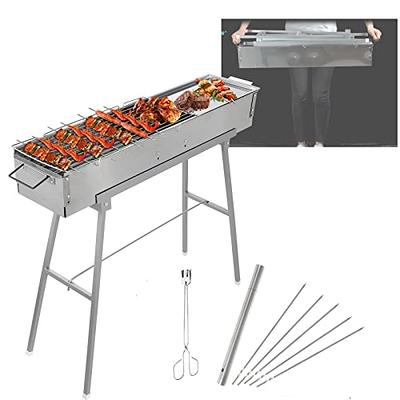 Portable Charcoal BBQ Grills Outdoor Stainless Steel Folded Camping Grill  Kebab Skewer Grill Kit for Home Garden Backyard Party Picnic Travel