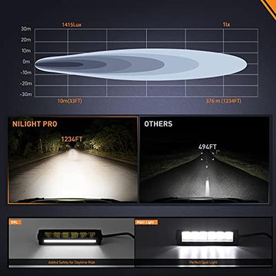 Nilight 9Inch Single Row LED Light Bar 2PCS 30W 3365LM Anti-Glare Spot DRL  Offroad Slim