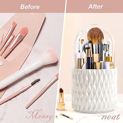 Lefiocky Makeup Brush Holder with Lid and Qtip Holder Set, Clear