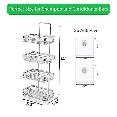 Glolaurge 4 Tier Shampoo Bar Holder, Stainless Steel Bar Soap Holder for  Shower Wall, Bathroom, Kitchen Sink, Black