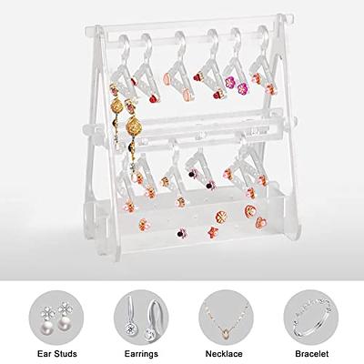 BBTO Earring Rack Holder with Coat Hangers Mini Earring Necklace Hanger  Acrylic Rack Jewelry Stand Organizer Earring Display Stand for Girls Women  Ear