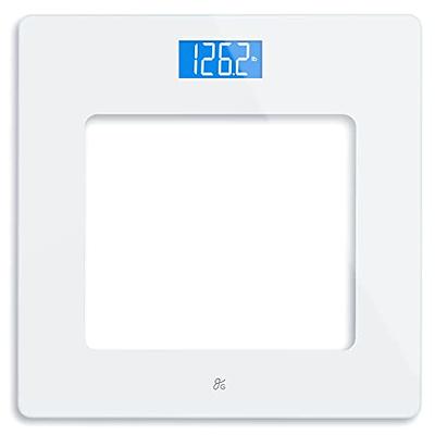 Taylor 400 Lb. Capacity Clear Glass Digital Bathroom Scale with Metallic  Accents, 11.8-inch x 11.8-inch Platform, Silver