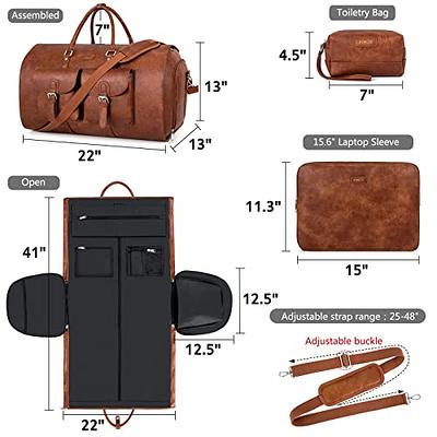Garment Bags for Travel, Convertible Suit Travel Bag for  Women, Stylish Carry On Garment Bag with Toiletry Pocket, Shoulder Strap  and Shoes Compartment, 2 in 1 Foldable PU Leather Duffle