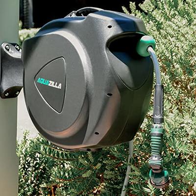 AQUAZILLA Retractable Garden Hose Reel 120FT +6FT 1/2, Durable Wall  Mounted Water Hose Reel- Smooth Automatic Rewind, Lock Hose in Any Lenght,  180°Swival Bracket, 9 Pattern Sprayer - Yahoo Shopping