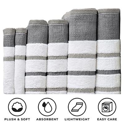 White Classic Luxury Light Grey Bath Towel Set - Combed Cotton Hotel  Quality Absorbent 8 Piece Towels | 2 Bath Towels | 2 Hand Towels | 4  Washcloths
