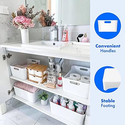 White Plastic Storage Bins With Lids Pantry Organization And Storage  Stackable Storage Bins Refrigerator Organizer Bins, Plastic Storage Baskets  For Shelves, Under Sink Organizers And Storage Box 