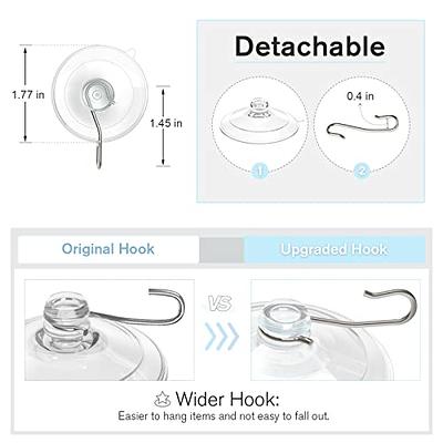 HangerSpace Metal Hooks with Removable 1.77 Inch Clear PVC Hooks - Suction  Cups for Kitchen, Bathroom, Shower, Wall, Window, Glass Door - 12 Pack