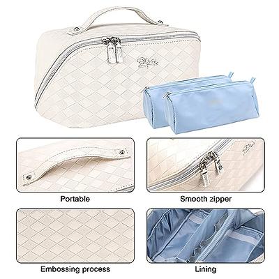  FENGDONG Makeup Toiletry Bag Portable Cosmetic Bag Water  Resistant Travel Essentials Organizer Case with Hanging Hook for Women  Beige : Beauty & Personal Care