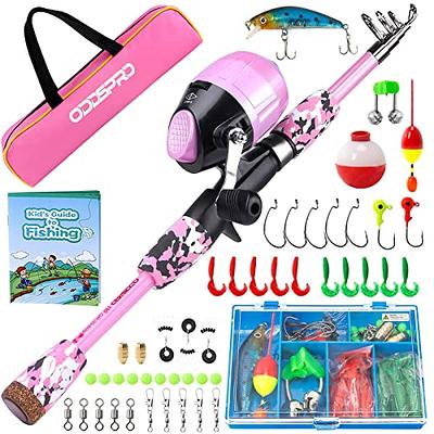  DaddyGoFish Kids Fishing Pole - Rod Reel Combo Tackle Box  Starter Set - First Year Small Dock Gear Kit for Boys Girls Toddler Youth  Age Beginner Little Children Junior Anglers (