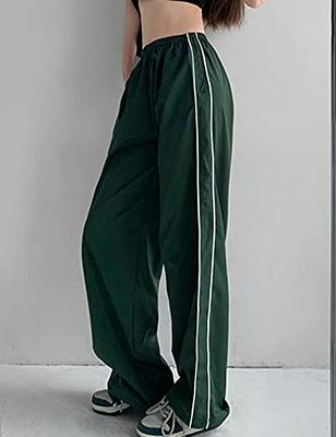  Lingjiazi Womens Parachute Pants Baggy Wide Leg Elastic Waist Y2k  Track Pants Sweatpants Streetwear(0230-Coffee-M) : Clothing, Shoes & Jewelry