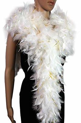 Flydreamfeathers 60 Gram, 2 Yards Long Chandelle Feather Boa Great for Party, Wedding, Halloween Costume, Christmas Tree, Decoration