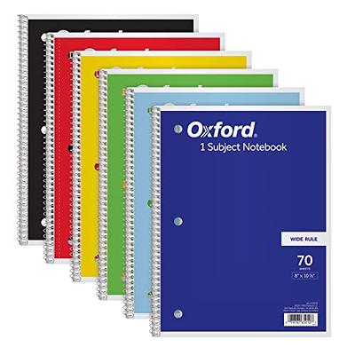 Oxford Spiral Notebook 3 Pack, 5 Subject, College Ruled Paper, 4 Dividers,  8 x 10-1/2 Inches, Black, Red, Blue, 180 Sheets (65203)