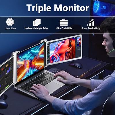  14 Inch Triple Portable Monitor 1080P@60Hz Laptop Screen  Extender for Dual Monitor Display, Portable Triple Screen for 14-17 Laptop,  Support Windows, Chrome, Mac System : Electronics