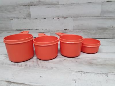 Vintage Tupperware Measuring Cups Set of 4 Orange