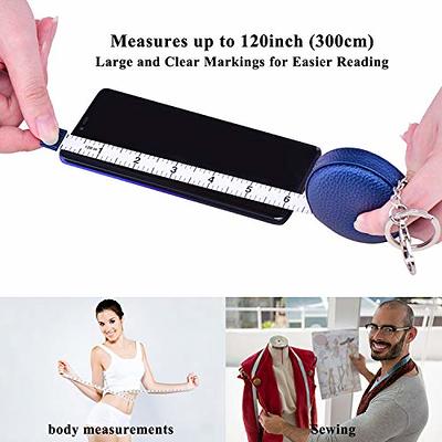 Tape Measure for Body Measuring Tape Double Scale Body Sewing Flexible Ruler  for Medical Body Measurement Tailor Craft Ruler, Retractable Key Chain Mini Tape  Measure 120 Inches/300cm (Black)