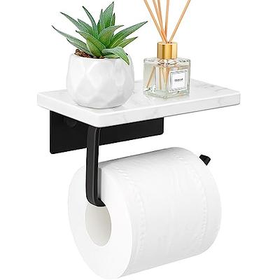nodafuer Toilet Paper Holder with Natural Marble Shelf for Bathroom Washroom,Wall Mounted Tissue Holder Suitable for Mega roll.(white)