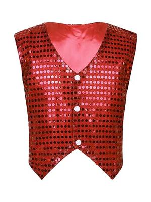 inlzdz Kids Boys Girls Sequined Vest Hip-Hop Street Dance Costume Waistcoat  Crop Top Dance Performance Costume Sequins Red 12-13 Years - Yahoo Shopping