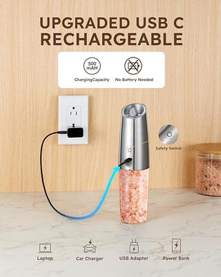 Electric Salt and Pepper Grinder Set - USB Rechargeable, Upgraded