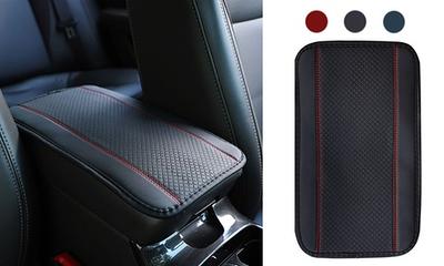 1Pc Car Armrest Cushion Cover Lather Center Console Box Pad Mat Accessory  Black