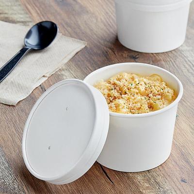 Choice 64 oz. White Paper Soup / Hot Food Cup Vented Lid - 25/Pack