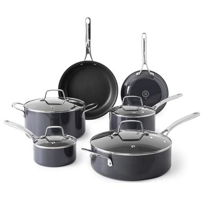 bakken- swiss cookware set - 23 piece -green multi-sized cooking pots with  lids, skillet fry pans and bakeware - reinforced pressed aluminu