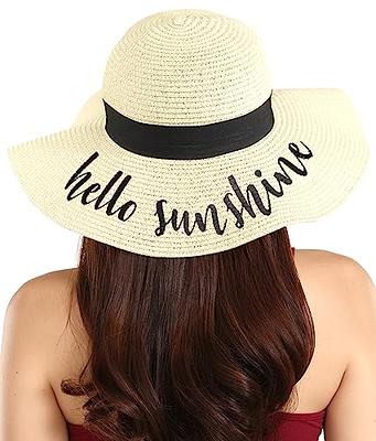Elegant Women Big Brim Straw Hat Sun Floppy Wide Brim Hats New Bowknot  Folding Beach Cap Casual Fashion Style Beanie Beige at  Women's  Clothing store