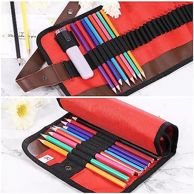 BTSKY Colored Pencil Case- 200 Slots Pencil Holder Pen Bag Large Capacity  Pencil Organizer with Handle Strap Handy Colored Pencil Box with Printing