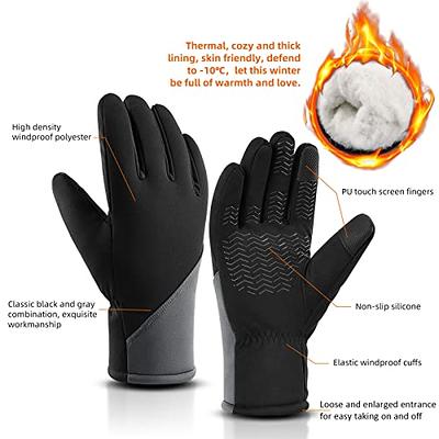 Knit Windproof Skiing Gloves Mittens for Women Men Adults Running Hiking  Fishing Black 