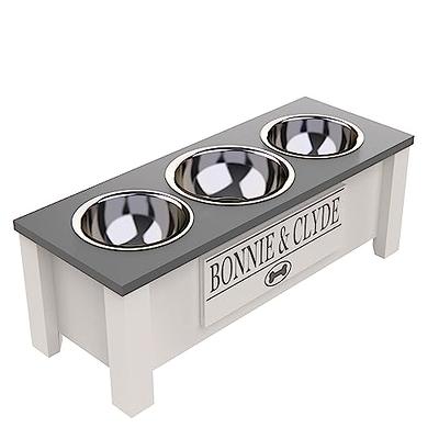 GrooveThis Woodshop - Personalized Elevated Dog Bowl Stand for Large,  Medium, Small, X-Small Dogs - Stainless Steel Food and Water Bowls - Raised  Dog