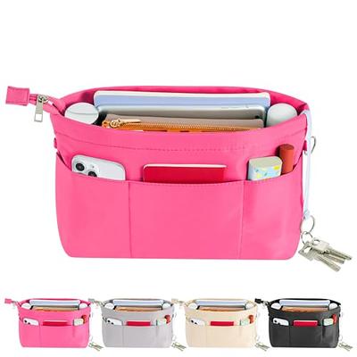 HyFanStr Purse Organizer Insert with Zipped Top for Tote Bag, Handbag Shaper  with 13 Pockets, Pink M - Yahoo Shopping