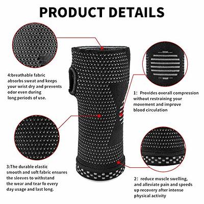 SATINIOR 2 Pairs Compression Wrist Sleeve Compression Wrist Brace Wrist  Supports Wrist Wraps Elastic Wristbands for Men and Women Tennis,  Tendonitis