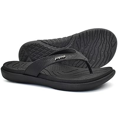 jiajiale Womens Fashion Orthotic Flip Flops Ladies Slip On Lightweight  Comfortable Thick Cushion Yoga Mat Thong Sandals With Plantar Fasciitis  Arch Support Grey 10 - Yahoo Shopping