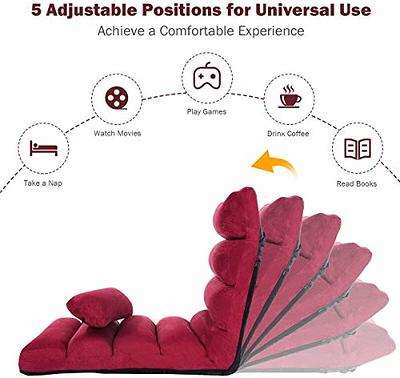 Adjustable Folding Lazy Sofa Chair, 5-Position Lounge Couch, Back