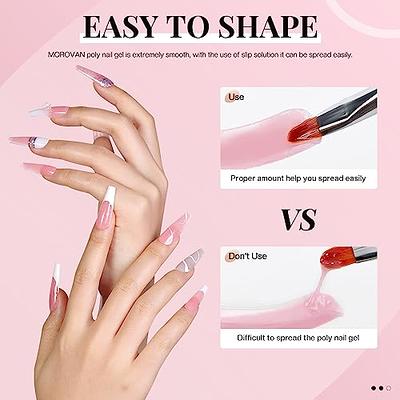 Saviland Poly Extension Gel Nail Kit 6 Colors Poly Nail Gel Kit with Nail Lamp ,Base and Top Coat ,Poly Brush Slip Solution for Builder Nail Gel