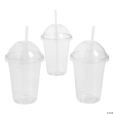 24 Pc Clear Plastic Cups with Dome Lids & Straws 4 16 oz - Yahoo Shopping