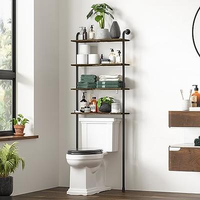 VASAGLE Over The Toilet Storage, 3-Tier Bathroom Storage Shelf, Over Toilet  Bathroom Organizer with 4 Hooks, Rustic Brown and Black UBTS002B01 - Yahoo  Shopping