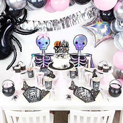 9pcs/pack Halloween Party Decoration Skull & Bat Straw Toppers