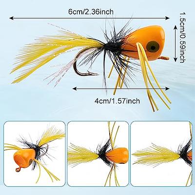 Fly Fishing Popper Flies Kit,15pcs Bass Poppers Lures Dry Flies