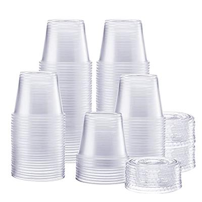 Plastic Disposable Portion Cups with Lids [100 Sets] Souffle Cups 5.5 oz