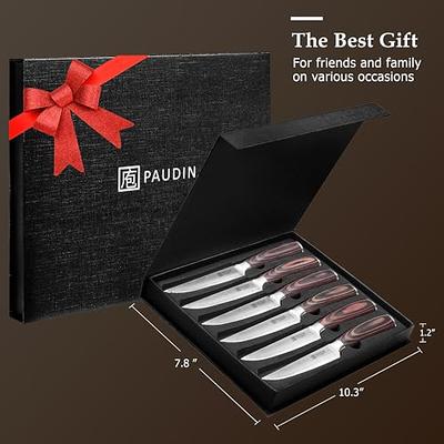 PAUDIN Steak Knives Set of 6, Kitchen Steak Knife 4.5 Inch, High Carbon  Stainless Steel Steak Knives, Serrated Steak Knife with Pakkawood Handle