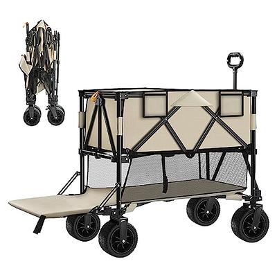 Outdoor large folding camping wagon cart fishing trolley cart campsite  transport cart beach wagon 200L