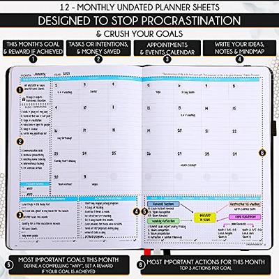 Manifestation Planner - Undated Deluxe Weekly & Monthly Life Planner to  Achieve Your Goals, A 12 Month Journey to Increase Productivity, Organizer  