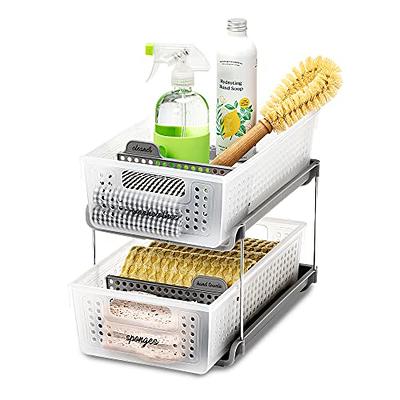 Madesmart 2-Tier Plastic Multipurpose Organizer with Divided Slide-Out  Storage Bins, Under Sink and Cabinet Organizer Rack, Frost