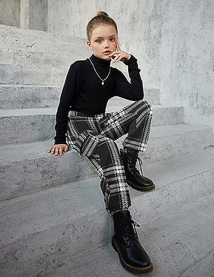  Arshiner Girls Bell Bottoms Checkered Print High Waist