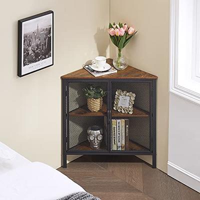 VECELO Modern Corner Shelf, 4-Tier Small Display Table, Wood