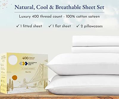 Mellanni 100% Cotton 400 Thread Count Bed Sheet Set - Sheet Set (Queen, Ivory)