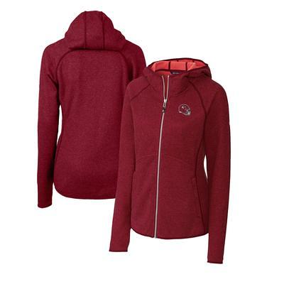 Women's San Francisco 49ers WEAR by Erin Andrews Scarlet/White Plus Size  Color Block Full-Zip Hoodie