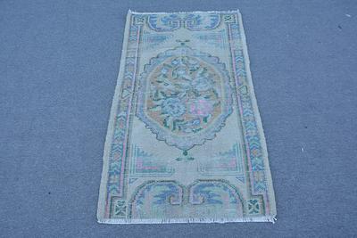 Green Wool Rug, Turkish Rug Small, Rugs For Bath, Vintage Antique