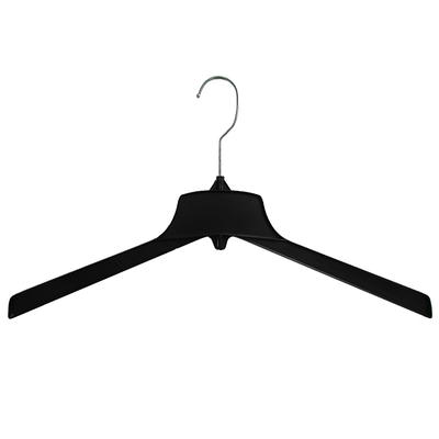 Hanger Central Recycled Black Heavy Duty Plastic Pants & Skirt Bottom Hangers with Padded Pinch Clips and Polished Metal Swivel Hooks, 12 inch, 50